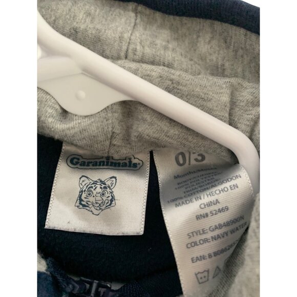 Garanimals Boys Infant Baby Size 0 3 Months Navy Blue Fleece Full Zip Hoodie Swe - Picture 3 of 3